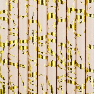 10 DUSTY PINK PAPER STRAWS PARTY DECO ( SPP13M-081P )