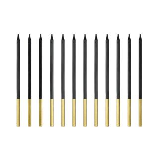 12 BLACK CANDLES - GOLD PARTYDECO 14 CM.
