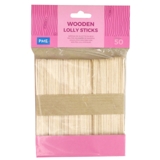 PME Wooden Lolly Sticks - Pack of 50