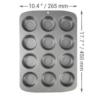 PME Non Stick 12 Cup Muffin Pan - (45 x 26.5 x 5cm / 17.7 x 10.4 x 2”)