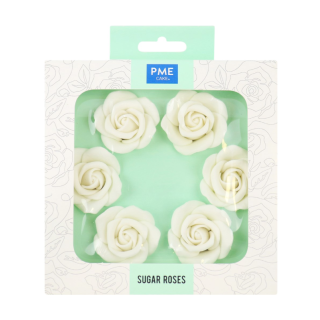 PME - White Sugar Roses 45mm - Set of 6