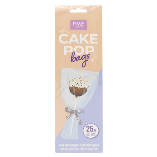 Cake Pop Bags with Silver Ties (254 x 76mm / 10 x 3”) - Set Of 25