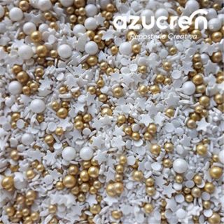 Azucren White-Gold Sprinkles - 90 g
