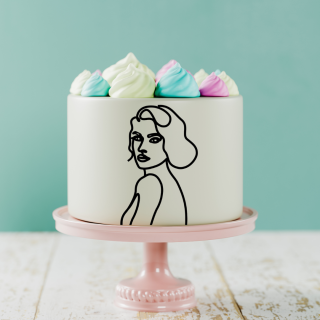 Minimalist Girl Cake Sample 10 Topper Acrylic - Black