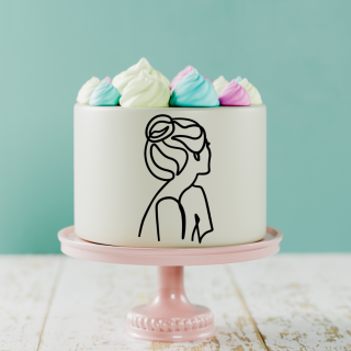 Minimalist Girl Cake Sample 11 Topper Acrylic - Black
