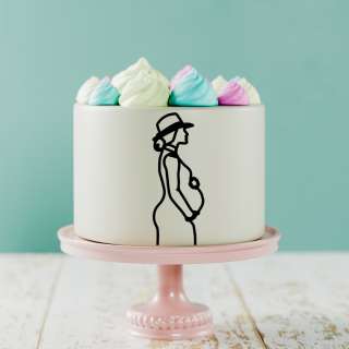 Minimalist Girl Pregnant Cake Sample 09 Topper Acrylic - Black