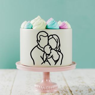 Minimalist Family Cake Sample 16 Topper Acrylic - Black