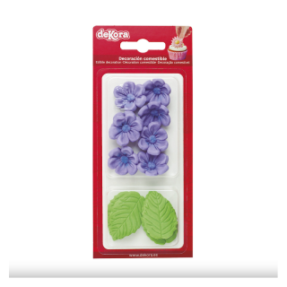 Dekora Wafer Assortment 7 Violet Marguerites And 5 Leaves