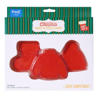 PME Christmas Cookie Cutters & Stamps - Cozy Christmas - Set of 3