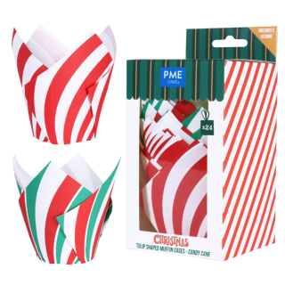 PME Christmas Tulip Muffin Cases - Candy Cane - Set Of 24