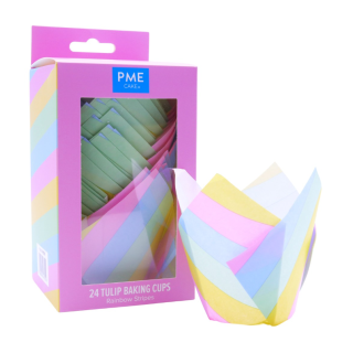 PME Tulip Muffin Cases - Rainbow Stripes - Set Of 24
