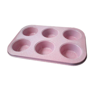 AZUCREN Non Stick 6 Cupcakes Pan - Pink