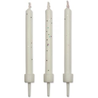 PME White Glitter Candle -10 Pack