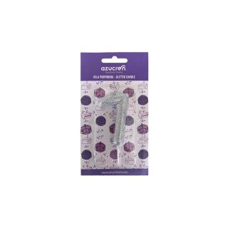 CANDLE NO. 7 SILVER GLITTER WITH BLISTER