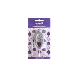 CANDLE NO. 0 SILVER GLITTER WITH BLISTER
