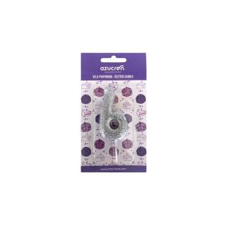 CANDLE Nº 6 GLITTER SILVER WITH BLISTER