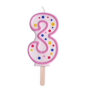 Candles - Pink Numeral 3 (64mm / 2.5)