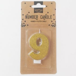 Gold Sparkle Numeral Candle - Nr 9
