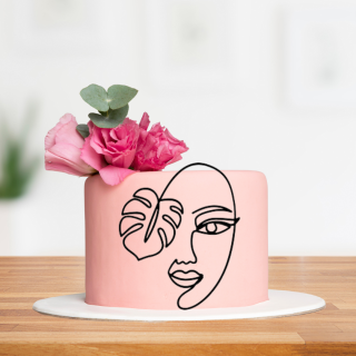 Minimalist Art Face Cake Sample 02 Topper Acrylic - Black