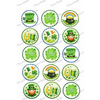 St.Patrick's Day Cupcake Toppers 02 - Set of 15