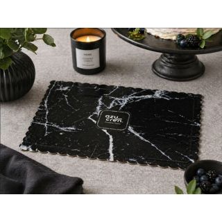14'' X 10" Extra Strong Oblong Cake Card Black Marble - 35 x 25 x 3mm